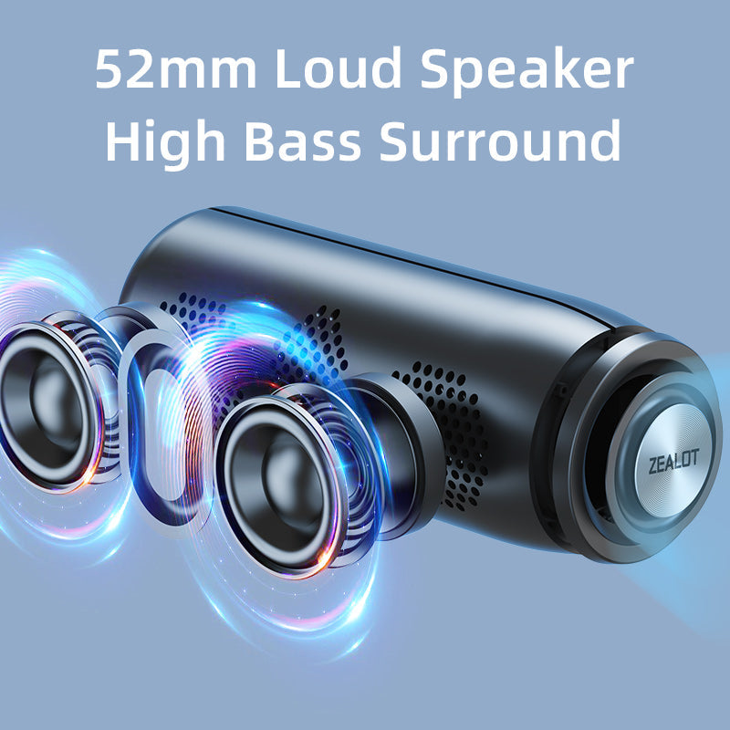 ZEALOT Portable Bluetooth Speakers Wireless Speaker S51 Samll Outdoor Speaker Waterproof IPX5, Stereo Pairing/USB/MIC/TF Card/AUX for iOS Andriod Gift