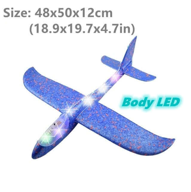 50CM Foam Glider Airplane Toy with LED Lights - Hand Throw Outdoor Fun for Kids